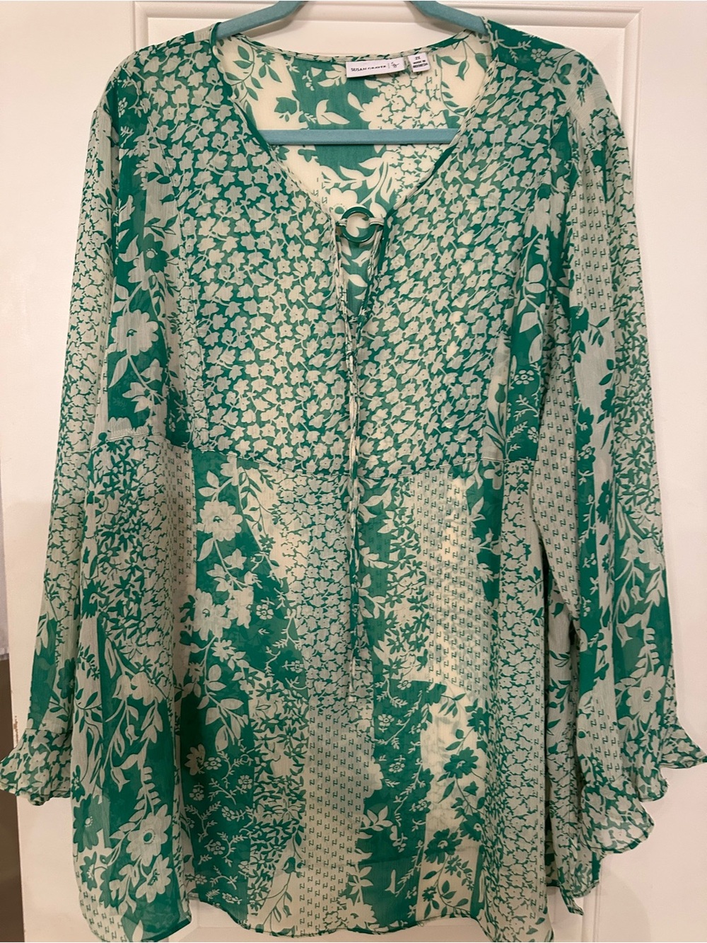 Susan Graver Sheer Boho Top 2X